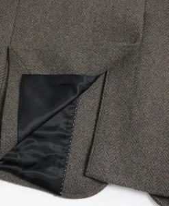 Discount Brown Herringbone Tweed Blazer Jackets&coats