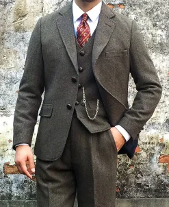 Discount Brown Herringbone Tweed Blazer Jackets&coats