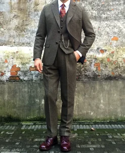 Discount Brown Herringbone Tweed Blazer Jackets&coats