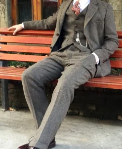 Discount Brown Herringbone Tweed Blazer Jackets&coats
