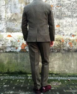 Discount Brown Herringbone Tweed Blazer Jackets&coats
