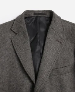 Discount Brown Herringbone Tweed Blazer Jackets&coats