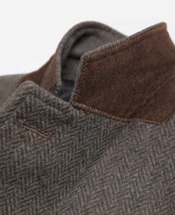 Discount Brown Herringbone Tweed Blazer Jackets&coats