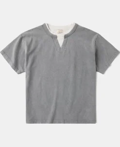 Online Brushed Texture Layered T-Shirt - Light Gray Short Sleeve T-Shirts | T-shirts
