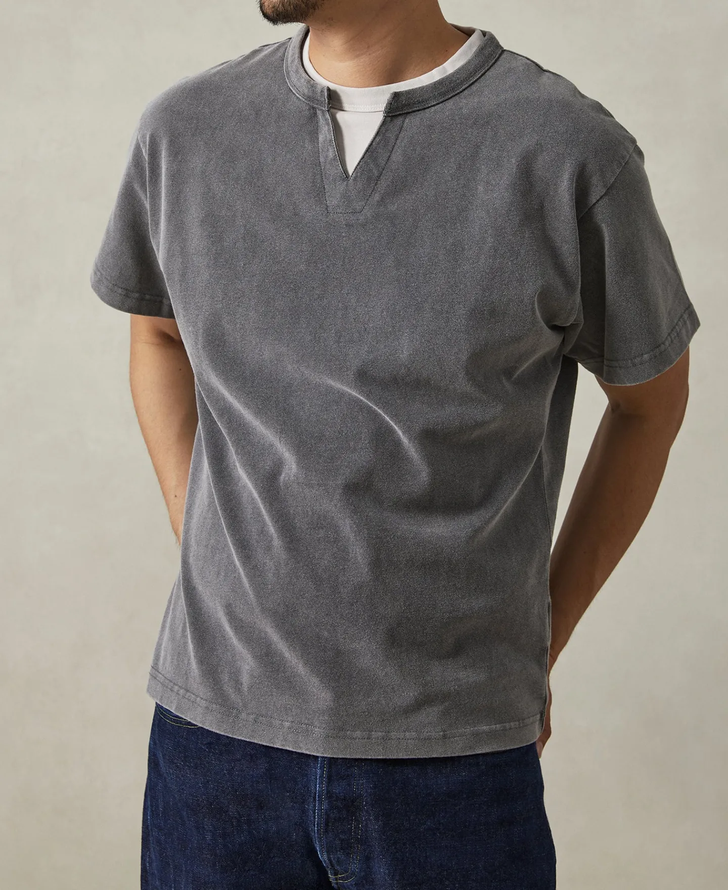 Sale Brushed Texture Layered T-Shirt - Dark Gray Short Sleeve T-Shirts | T-shirts