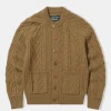 Outlet Cable Knit Round Collar Cardigan - Ginger Knitwear&sweaters