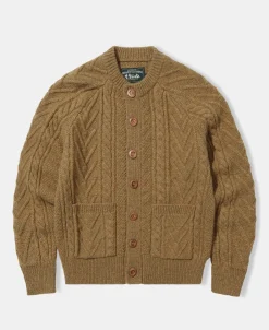 Outlet Cable Knit Round Collar Cardigan - Ginger Knitwear&sweaters