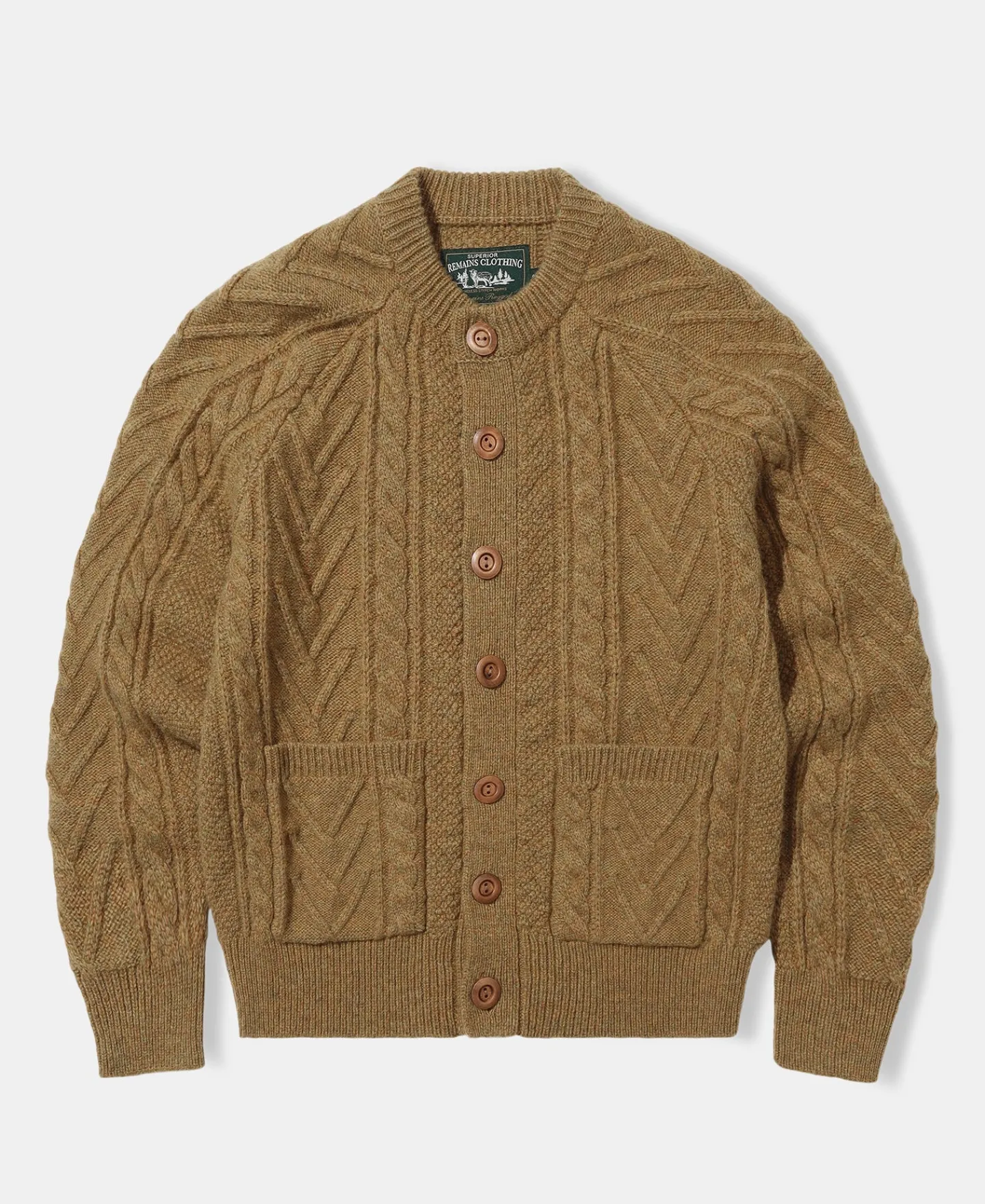 Outlet Cable Knit Round Collar Cardigan - Ginger Knitwear&sweaters