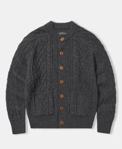 Fashion Cable Knit Round Collar Cardigan - Dark Gray Knitwear&sweaters