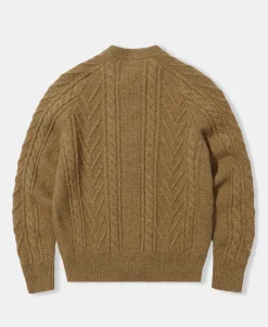 Outlet Cable Knit Round Collar Cardigan - Ginger Knitwear&sweaters
