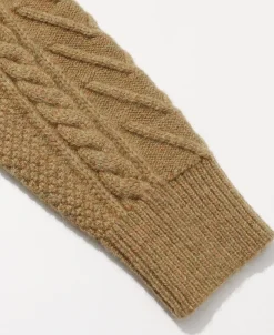 Outlet Cable Knit Round Collar Cardigan - Ginger Knitwear&sweaters