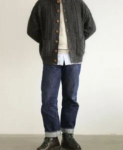 Fashion Cable Knit Round Collar Cardigan - Dark Gray Knitwear&sweaters