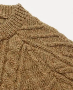 Outlet Cable Knit Round Collar Cardigan - Ginger Knitwear&sweaters