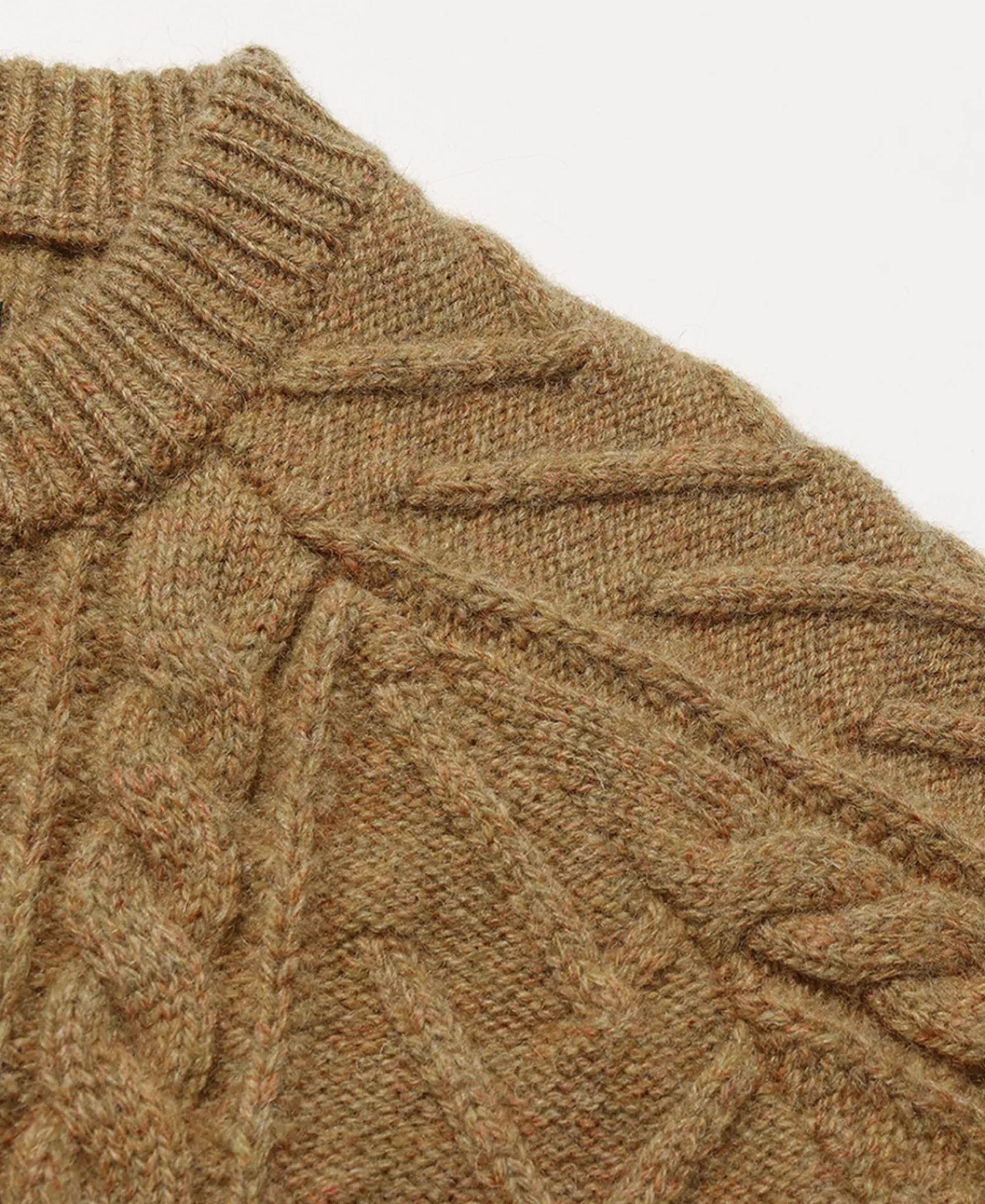 Outlet Cable Knit Round Collar Cardigan - Ginger Knitwear&sweaters