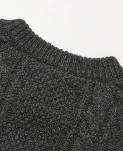 Fashion Cable Knit Round Collar Cardigan - Dark Gray Knitwear&sweaters