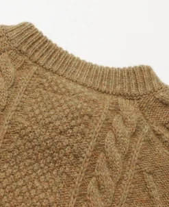 Outlet Cable Knit Round Collar Cardigan - Ginger Knitwear&sweaters