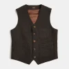 Clearance Chocolate Brown Tweed Hunting Vest Waistcoats