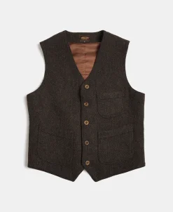 Clearance Chocolate Brown Tweed Hunting Vest Waistcoats