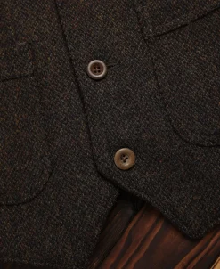 Clearance Chocolate Brown Tweed Hunting Vest Waistcoats