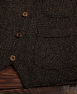 Clearance Chocolate Brown Tweed Hunting Vest Waistcoats