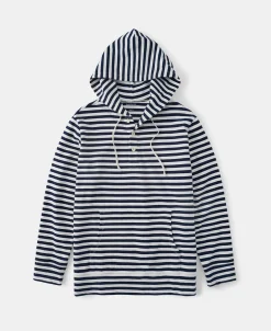 Fashion Classic Fit Breton Stripe Cotton Jersey Hoodie Sweatshirts&hoodies