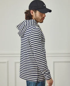 Fashion Classic Fit Breton Stripe Cotton Jersey Hoodie Sweatshirts&hoodies