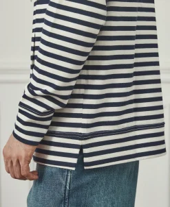 Fashion Classic Fit Breton Stripe Cotton Jersey Hoodie Sweatshirts&hoodies