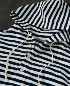 Fashion Classic Fit Breton Stripe Cotton Jersey Hoodie Sweatshirts&hoodies