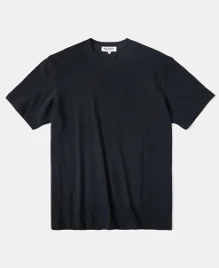 Outlet Classic Fit Loopwheel Slub Cotton T-Shirt - Black Short Sleeve T-Shirts | T-shirts