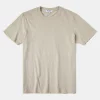 New Classic Fit Loopwheel Slub Cotton T-Shirt - Oatmeal Short Sleeve T-Shirts | T-shirts