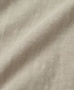 New Classic Fit Loopwheel Slub Cotton T-Shirt - Oatmeal Short Sleeve T-Shirts | T-shirts