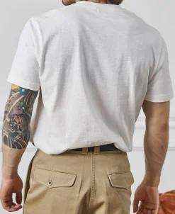 Sale Classic Fit Loopwheel Slub Cotton T-Shirt - White Short Sleeve T-Shirts | T-shirts