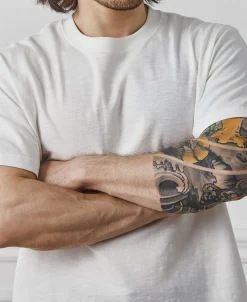 Sale Classic Fit Loopwheel Slub Cotton T-Shirt - White Short Sleeve T-Shirts | T-shirts
