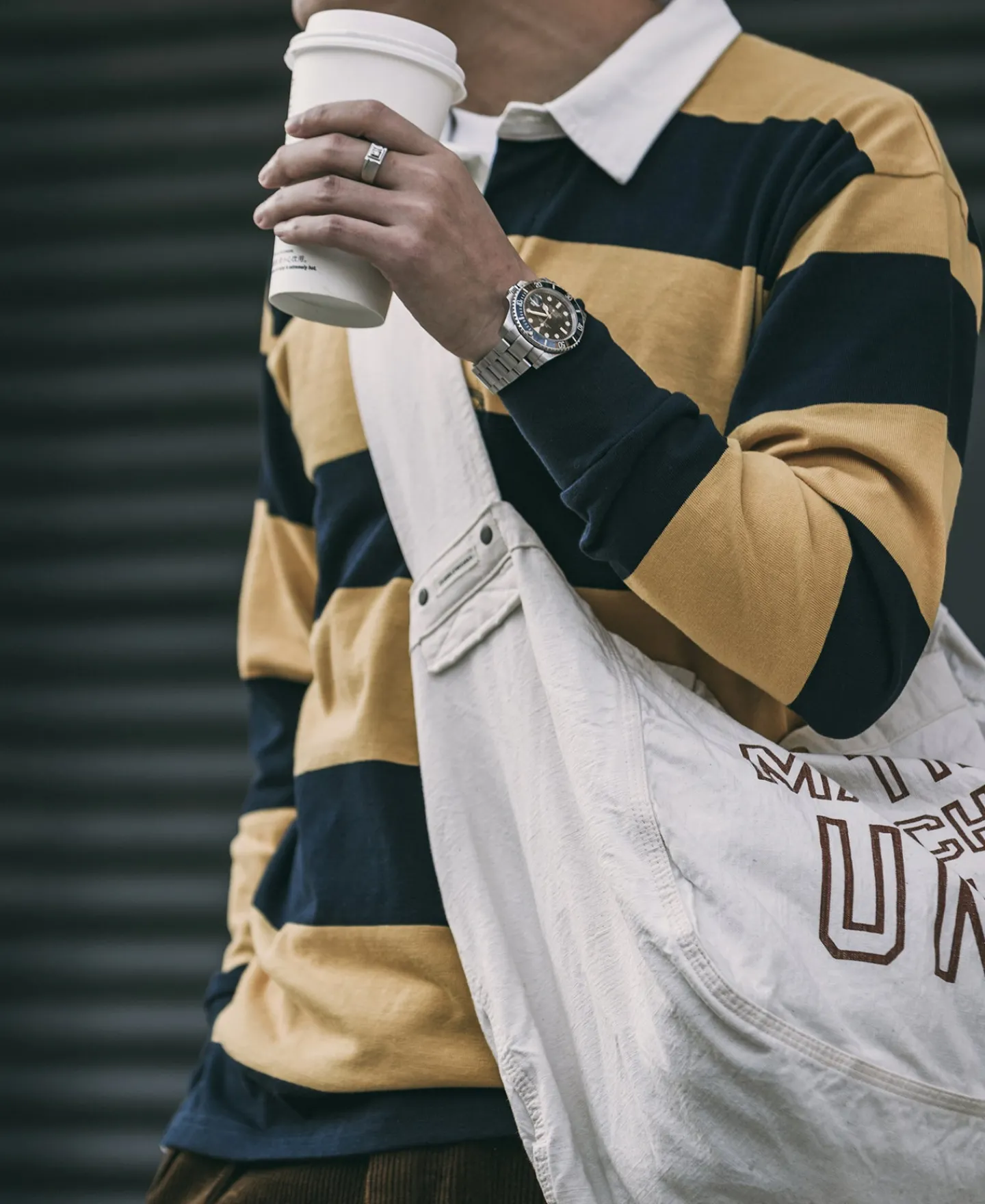 Outlet Classic Fit Striped Jersey Rugby Shirt - Yellow/ Navy Long Sleeve T-Shirts | T-shirts