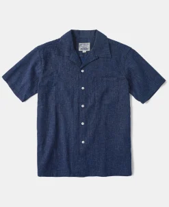Fashion Classic Indigo Print Open Collar Shirt Short Sleeve Shirts | Shirts