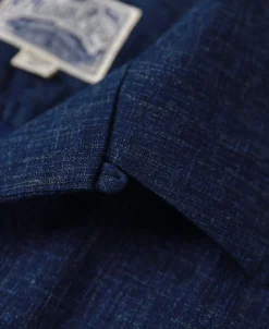 Fashion Classic Indigo Print Open Collar Shirt Short Sleeve Shirts | Shirts