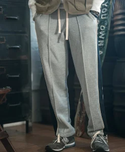 New Classic Straight-Leg Striped Logo-Embroidered Cotton-Terry Sweatpants - Gray Pants&trousers