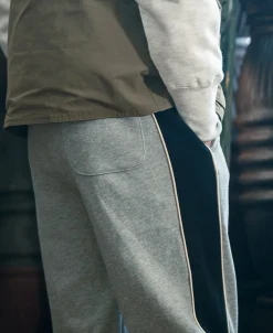 New Classic Straight-Leg Striped Logo-Embroidered Cotton-Terry Sweatpants - Gray Pants&trousers