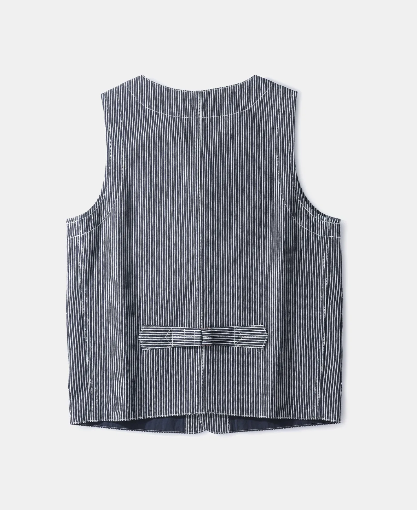 Sale Color Woven Striped Canvas Work Vest Waistcoats