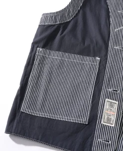 Sale Color Woven Striped Canvas Work Vest Waistcoats