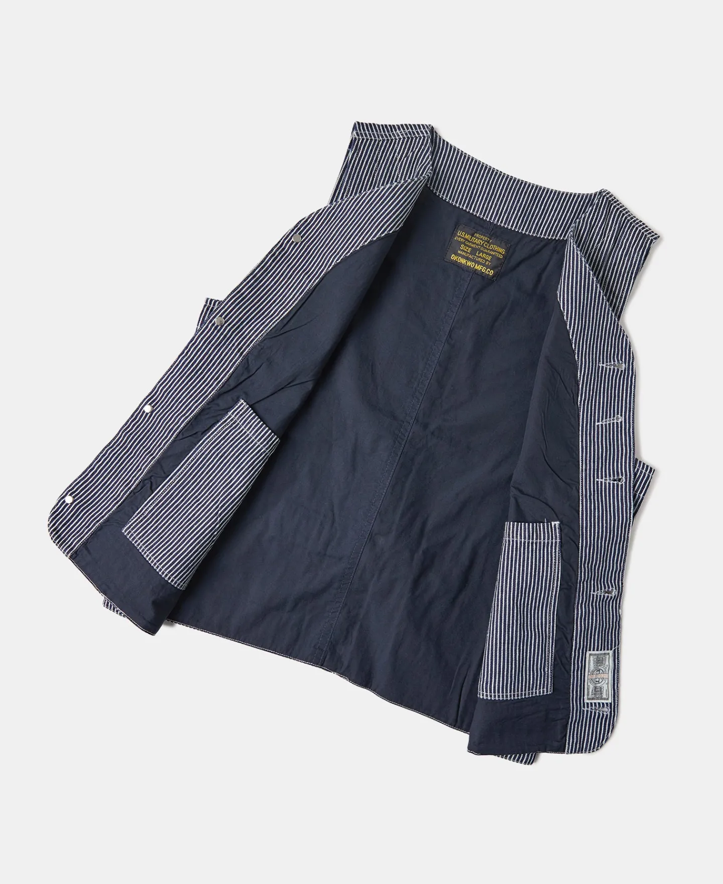 Sale Color Woven Striped Canvas Work Vest Waistcoats