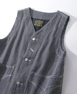 Sale Color Woven Striped Canvas Work Vest Waistcoats