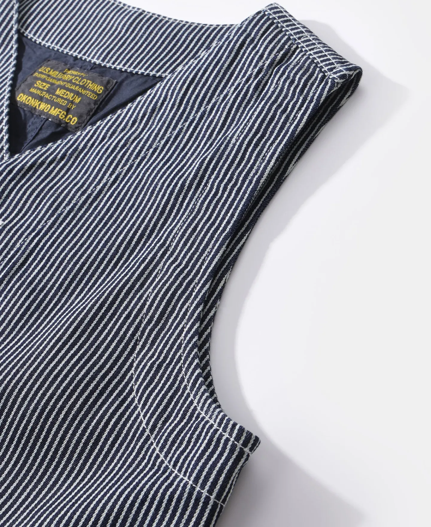 Sale Color Woven Striped Canvas Work Vest Waistcoats