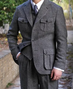Clearance Coloured Speckle Tweed Safari Jacket Jackets&coats