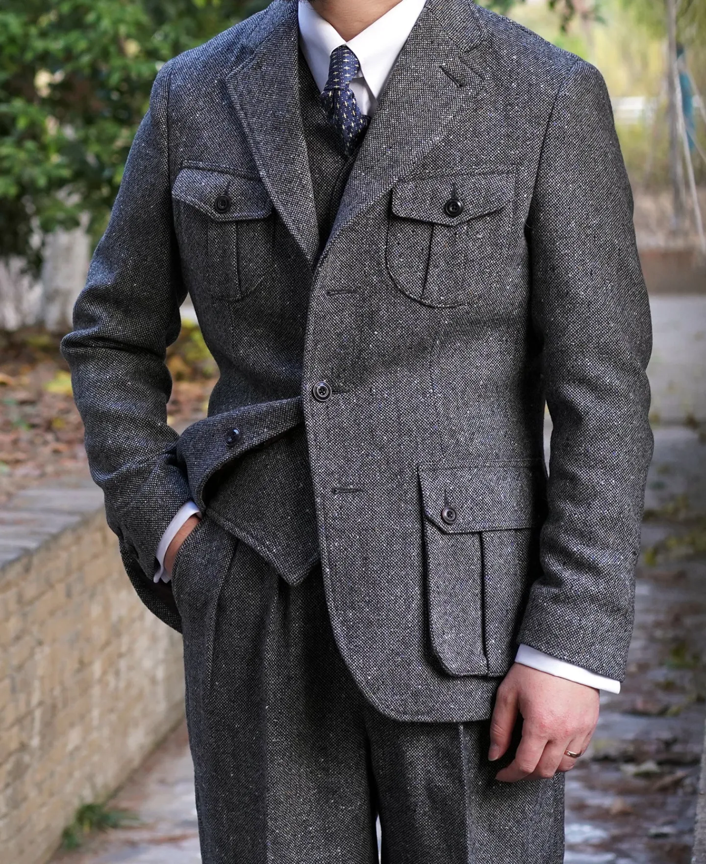 Clearance Coloured Speckle Tweed Safari Jacket Jackets&coats