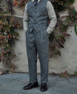 Outlet Coloured Speckle Tweed Safari Vest Waistcoats