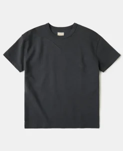 Sale Cotton-Nylon Curved Yoke T-Shirt - Vintage Black Short Sleeve T-Shirts | T-shirts