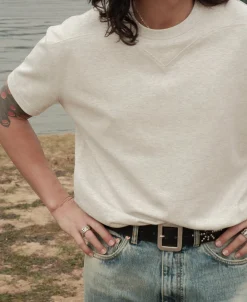 Online Cotton-Nylon Curved Yoke T-Shirt - Heather Gray Short Sleeve T-Shirts | T-shirts