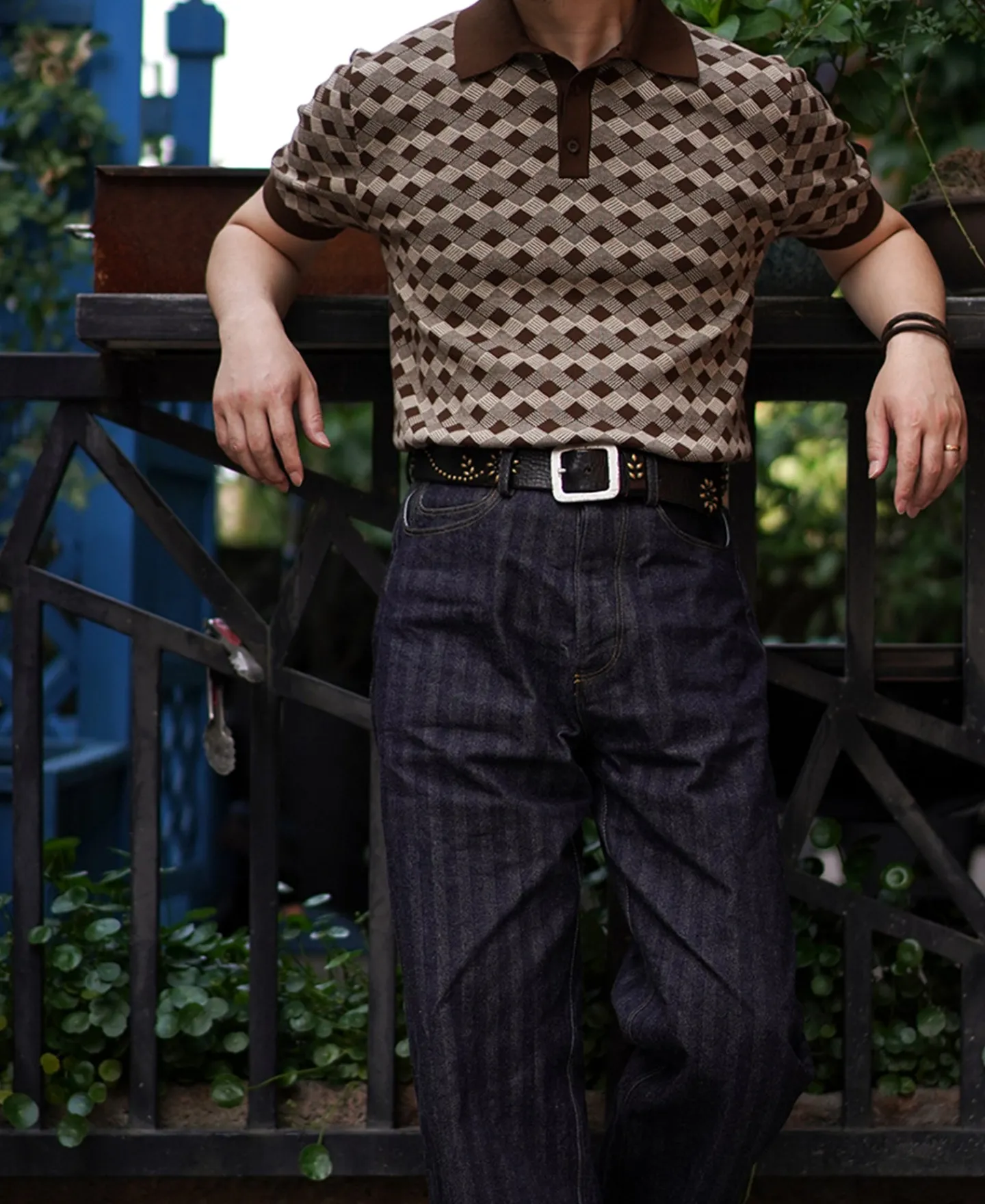 Outlet Diamond Pattern Retro Knitted Polo Shirt Knitwear&sweaters | Polo Shirts