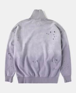 Best Distressed Splatter Paint Turtleneck Sweatshirt - Pale Purple Sweatshirts&hoodies